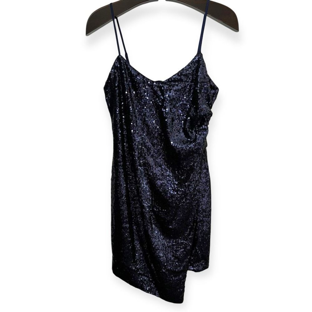 LULUS Disco Nights Sequin Bodycon Mini Dress in Navy Blue Size Med NEW - Picture 12 of 16